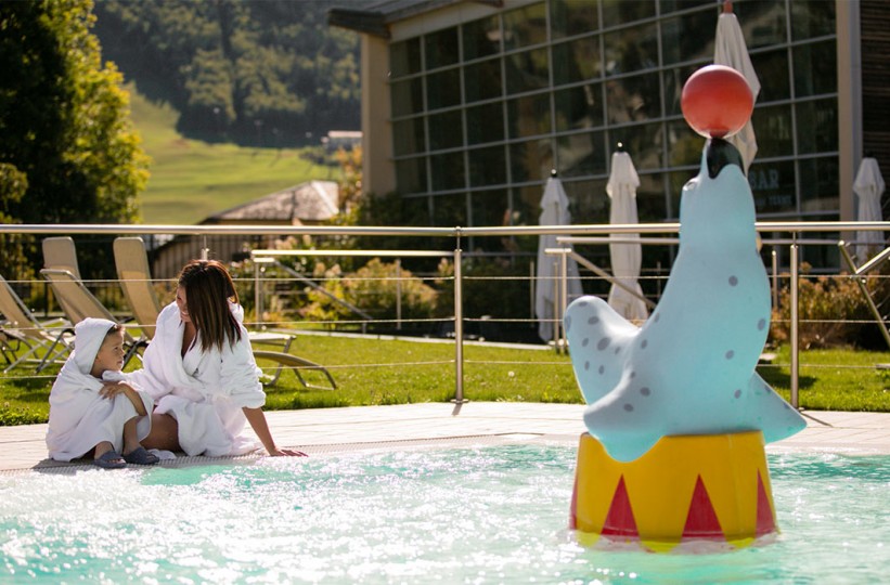 Outside children's pool with games
